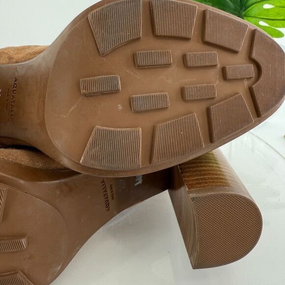 Aquatalia Iole Quilted Suede Lace-Up Booties Women 10.5 Brown Weatherproof Boots - Picture 13 of 16